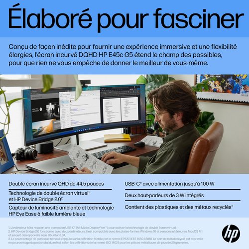 E45C G5 44.5IN DQHD 51200X1440 - Achat / Vente sur grosbill.com - 12