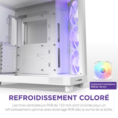 NZXT H6 Flow RGB Blanc Blanc - Boîtier PC NZXT - grosbill.com - 11