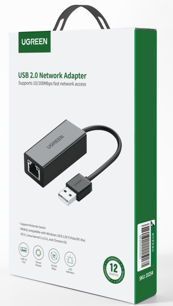 Adaptateur RJ45 vers USB 2.0/0.10m/Noir - Connectique réseau - 1