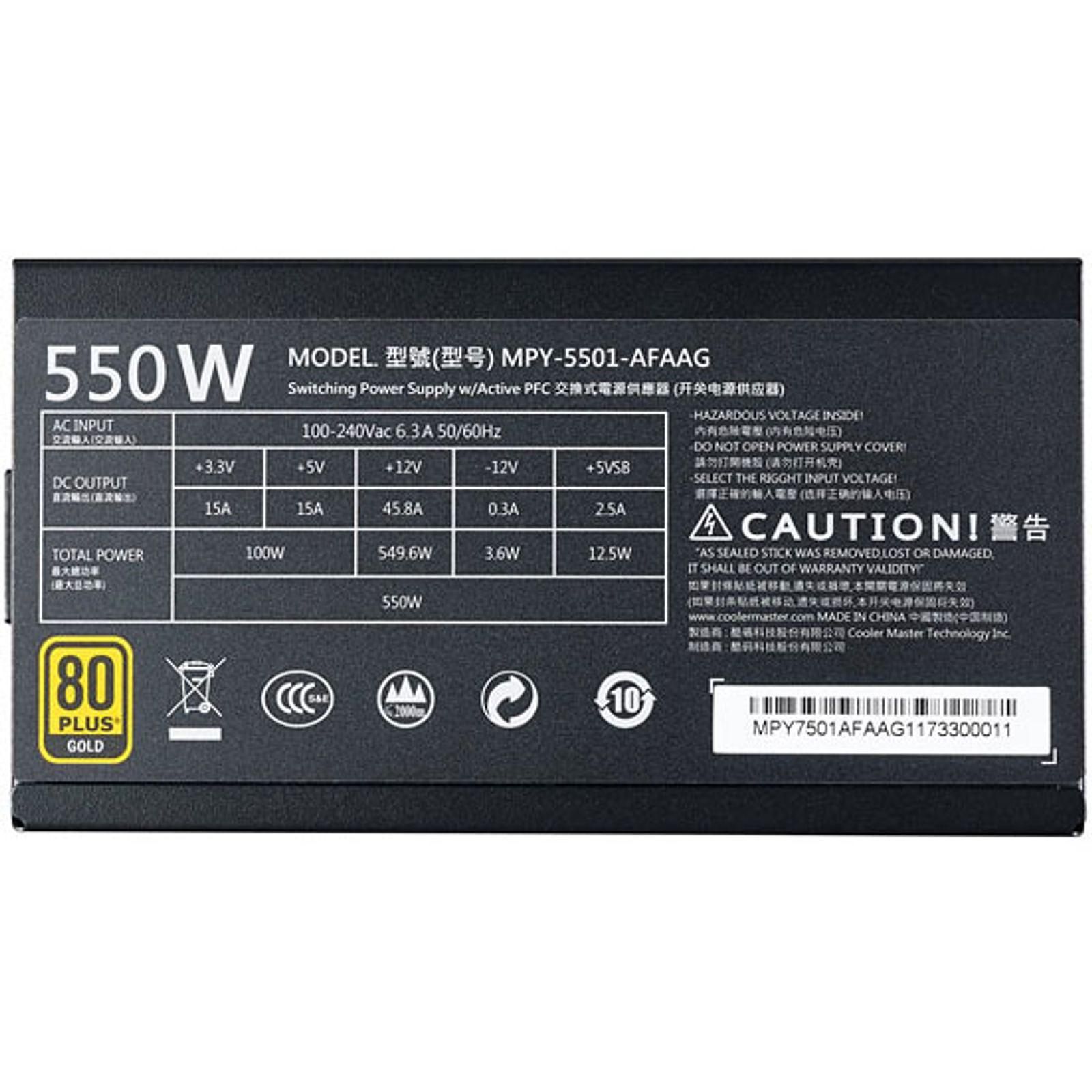 Cooler Master MWE Gold FM MPY-5501-AFAAG-E1 (550W) - Alimentation - 2