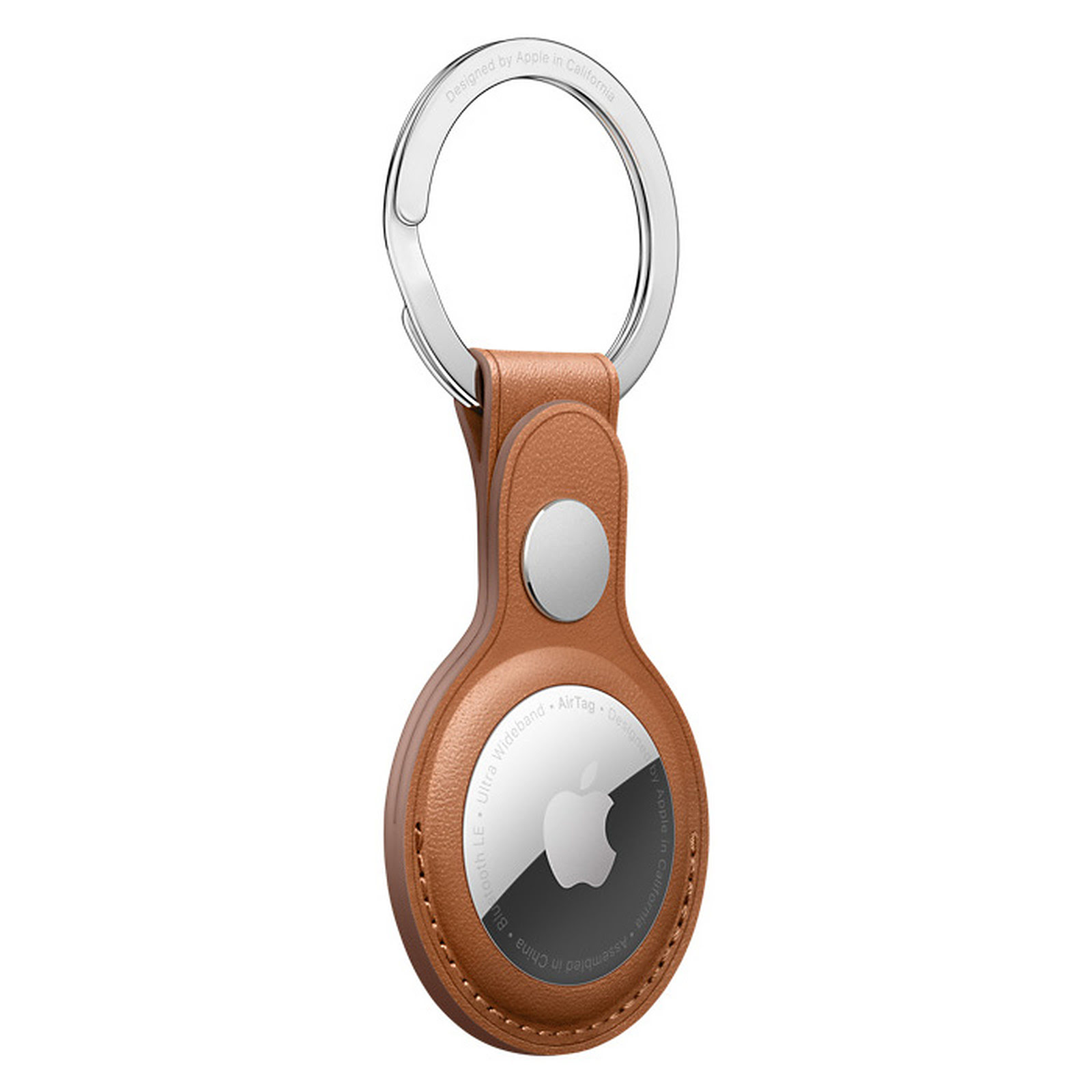 Etui et Coque Porte-clés AirTag - Cuir/Acier inoxydable - Marron - Accessoire téléphonie Apple - 2