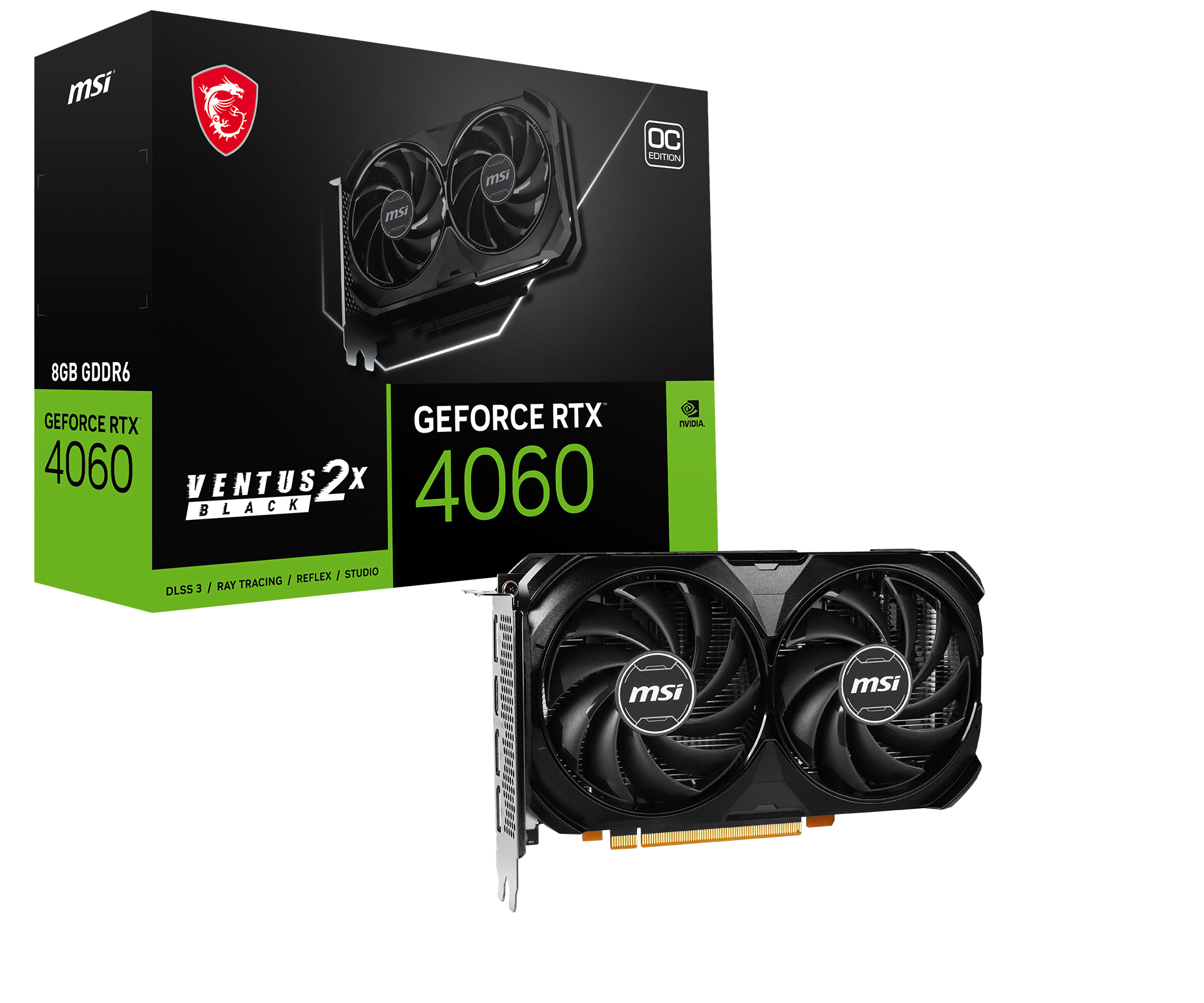 image produit MSI GeForce RTX 4060 VENTUS 2X BLACK 8G OC Grosbill