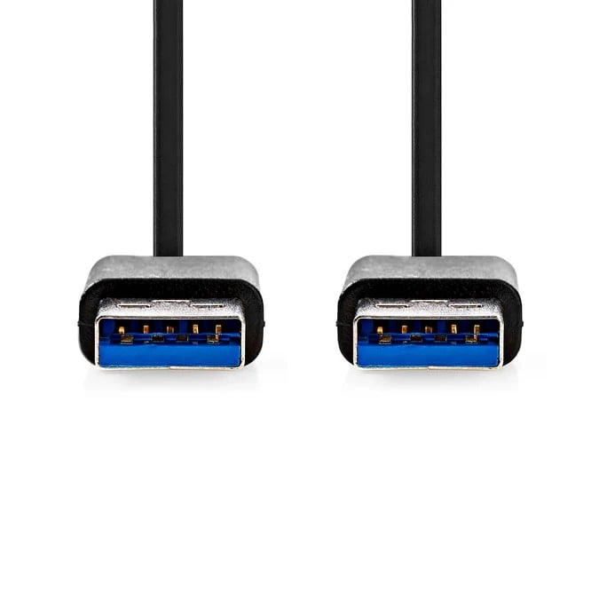 Câble USB-A mâle/mâle - 2m - Noir - Connectique PC - grosbill.com - 1