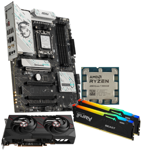 9060XT Pulse + 7800X3D + B850 + 2x16Go - grosbill.com - 0