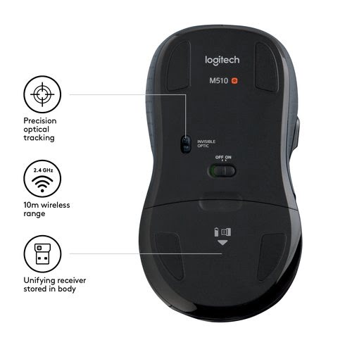 Wireless Mouse M510 - BLACK - EMEA - Achat / Vente sur grosbill.com - 4