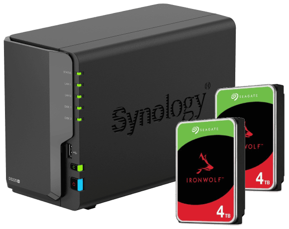 Synology DS225+ - 2 Baies avec disques de 4To IronWolf - Serveur NAS - 0