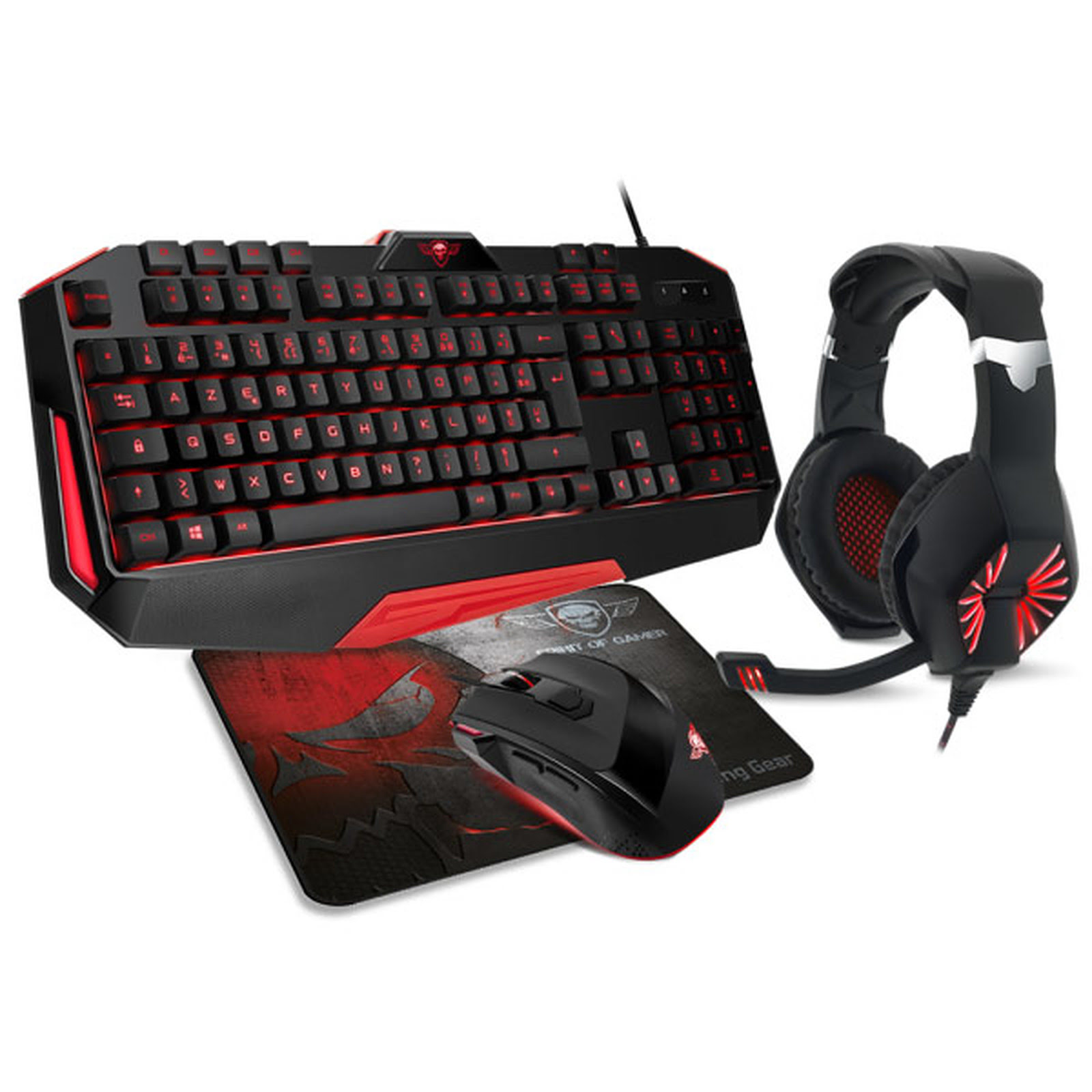 Pack clavier et souris gamer SPIRIT OF GAMER Pack gaming Clavier, Souris et  tapis PRO