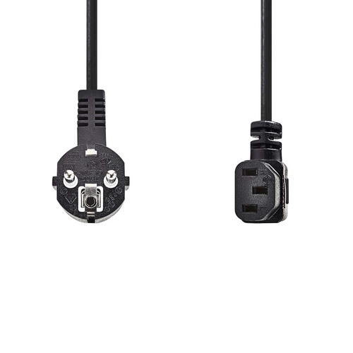 Câble d'alimentation - mâle/Coudé/2m - Noir  - Connectique PC - 1