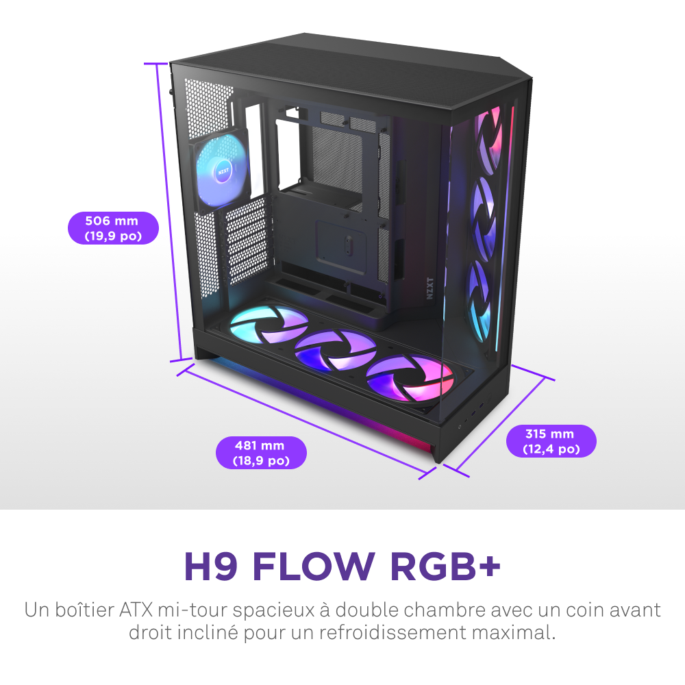 NZXT H9 Flow RGB+ Noir Noir - Boîtier PC NZXT - grosbill.com - 4
