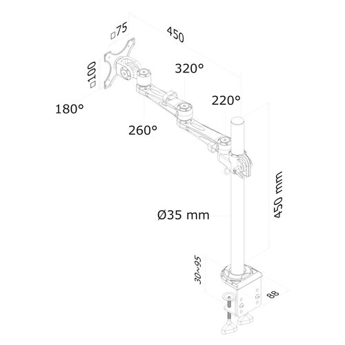 Desk Mount 10-30" Clamp FullMotion SILVR - Achat / Vente sur grosbill.com - 2