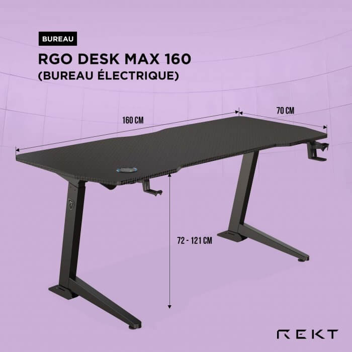 REKT RGo Desk Max 160 (RGODKMAX160) - Achat / Vente Bureau sur grosbill.com - 13