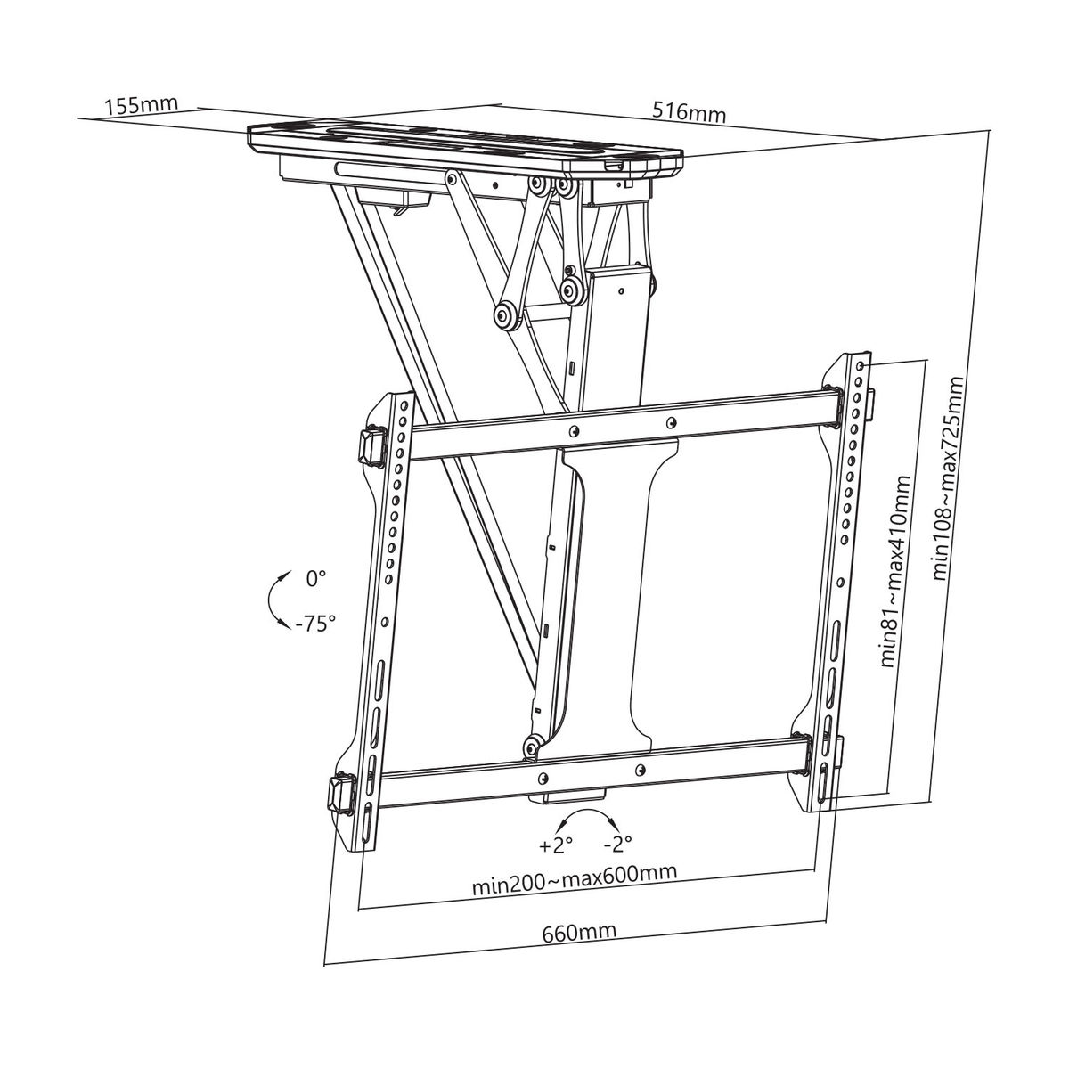 Support plafond escamotable motorisé 32" à 70" - Accessoire écran - 2