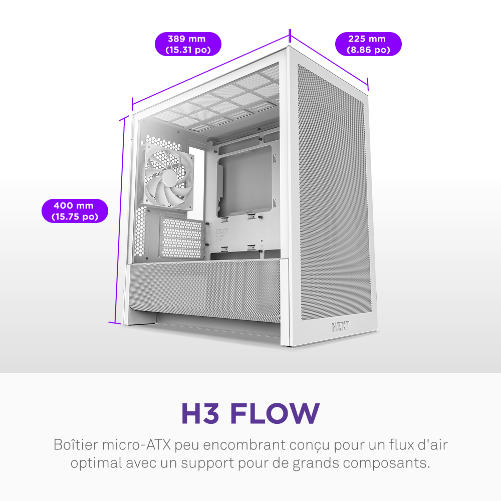 NZXT H3 Flow Blanc Blanc - Boîtier PC NZXT - grosbill.com - 5