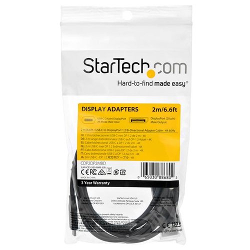 Cable - USB C to DP 1.2 - 6.6ft - 4K 60 - Achat / Vente sur grosbill.com - 4