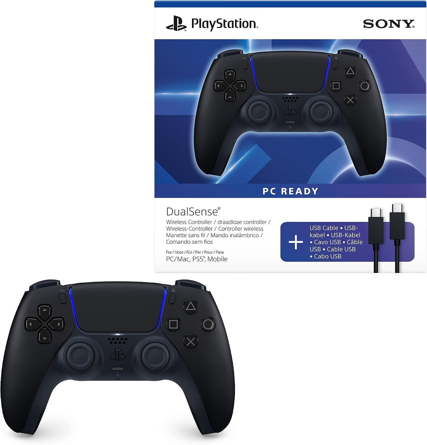 Périphérique de jeu Sony Manette DualSense Midnight Black - PC/PS5/Mac/Mobile Grosbill