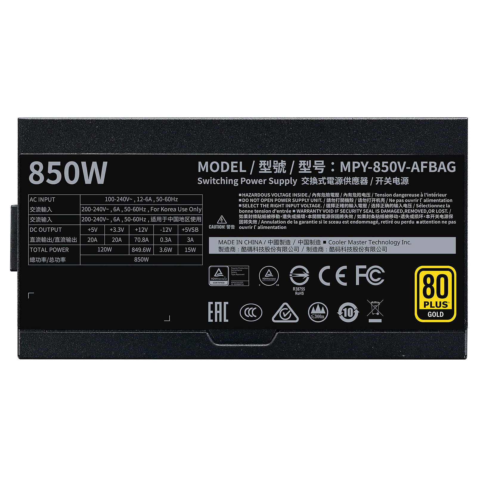Cooler Master V850 Gold V2 MPY-850V-AFBAG-EU (850W) - Alimentation - 1