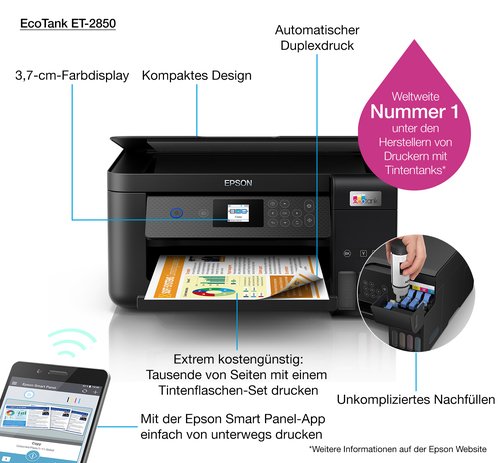 Imprimante multifonction Epson EcoTank ET-2850 - grosbill.com - 13