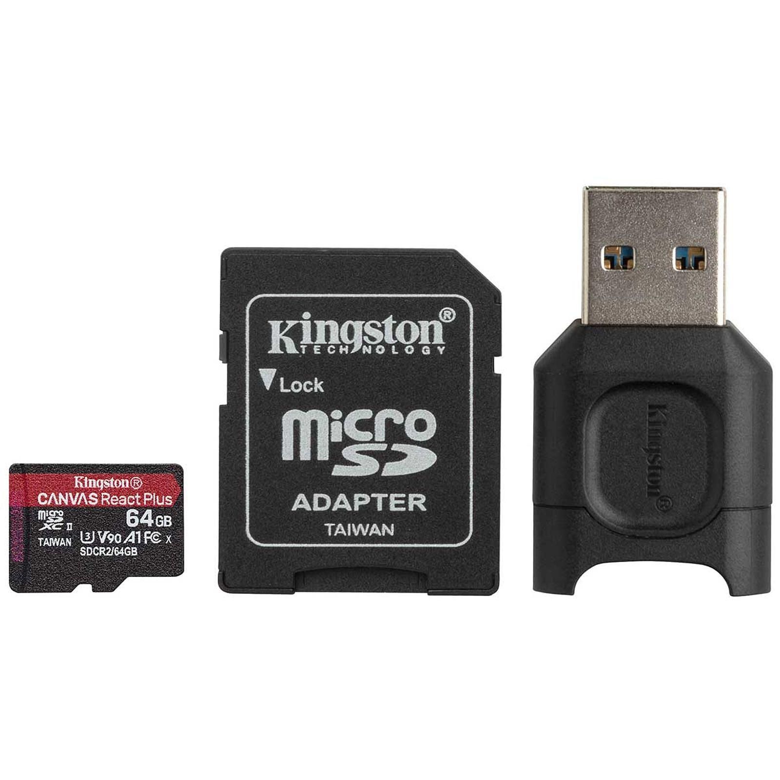 Kingston Micro SDHC 64Go C10 UHS-II V90 + Adapt MLPMR2/64GB - Carte mémoire