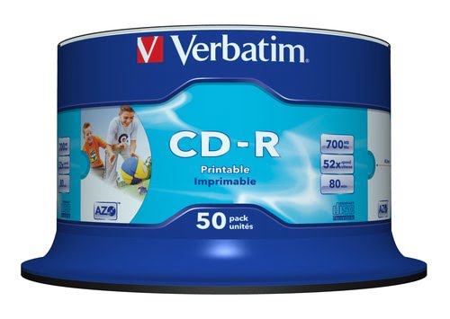 Verbatim CD-R/700MB 80Min 52x Print Wid 50pk Spin