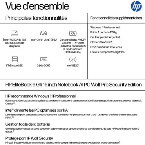 ELITEBOOK 6 G1 ULTRA U7-255U - Achat / Vente sur grosbill.com - 3