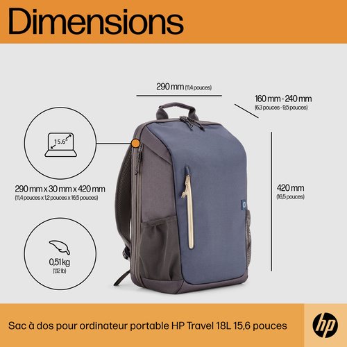 HP Travel 18L 15.6 Laptop Backpack - Achat / Vente sur grosbill.com - 3
