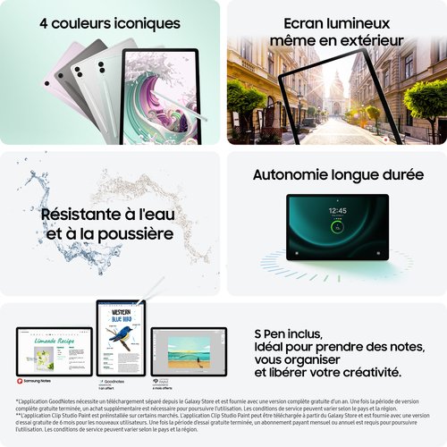 Samsung Tab S9 FE+Wifi 128GB Silver - Achat / Vente sur grosbill.com - 4