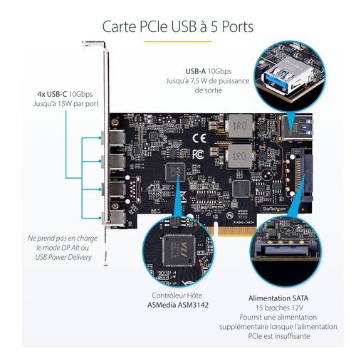 5-PORT USB PCIE CARD 10GBPS - Achat / Vente sur grosbill.com - 9