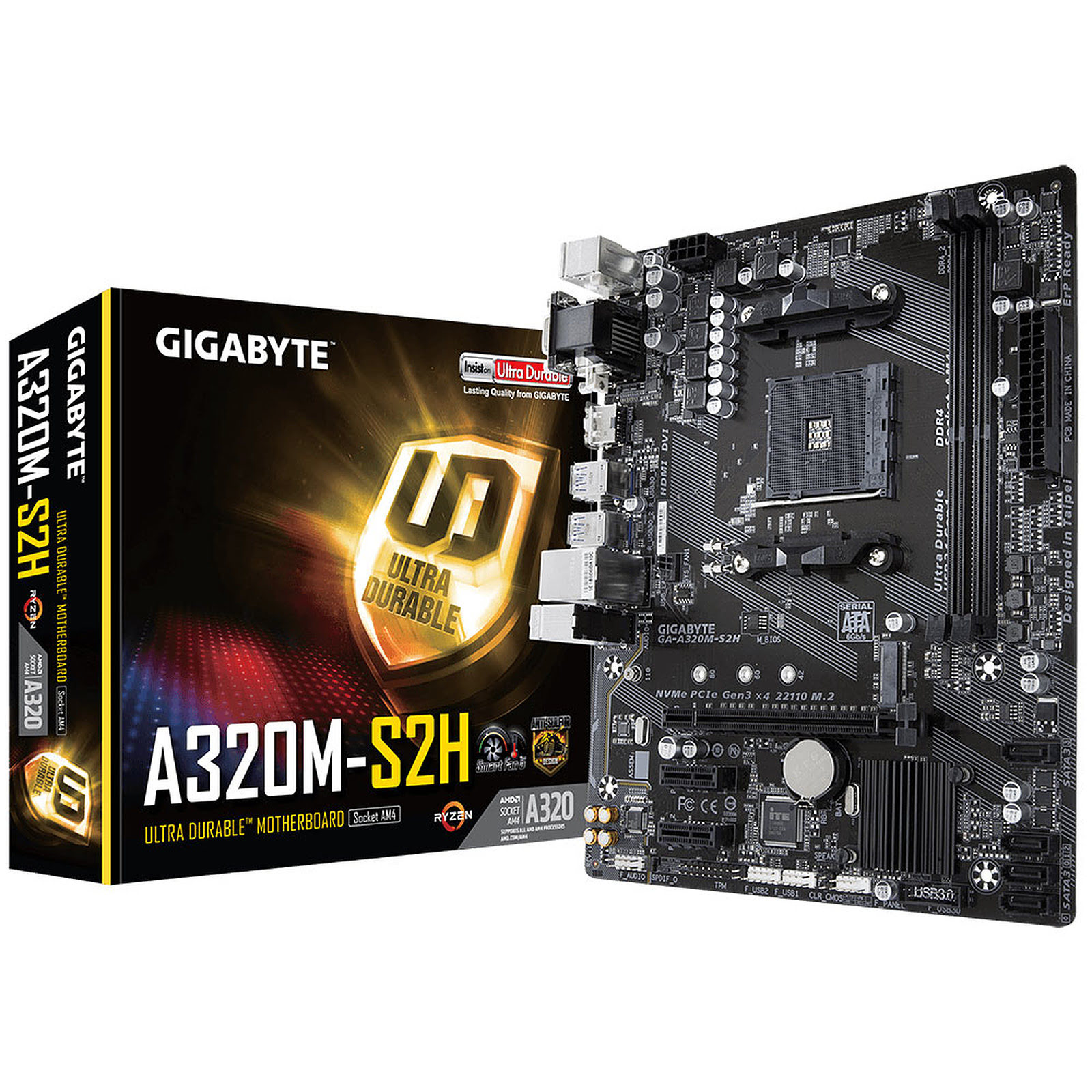 Gigabyte A320M S2H Micro-ATX  - Carte mère Gigabyte - grosbill.com - 0