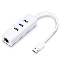 image produit TP-Link  USB 3.0 Gigabit Ethernet + hub 3 ports USB 3.0 Grosbill