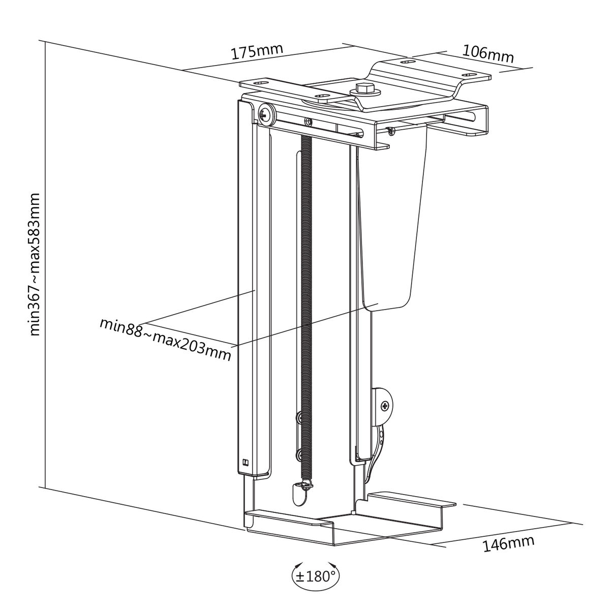 Kimex International Support de bureau pour Unité Centrale PC (039-0006) - Achat / Vente Bureau sur grosbill.com - 1