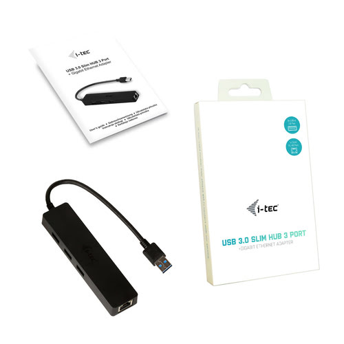 I-TEC USB 3.0 Slim HUB 3 Port with Gigabit Ethernet Adapter ideal for Notebook Ultrabook Tablet PC s - Achat / Vente sur grosbill.com - 4