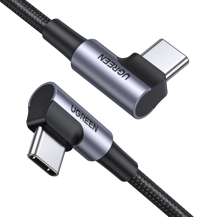 Câble à angle USB-C vers USB-C/Tressé/60W/1m/Noir - Connectique PC - 0