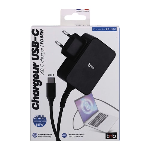 Chargeur universel 65W USB-C - Accessoire PC portable T'nB - 1