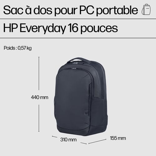 HP Evday 16 Odyssey Gray Laptop Backpack - Achat / Vente sur grosbill.com - 3