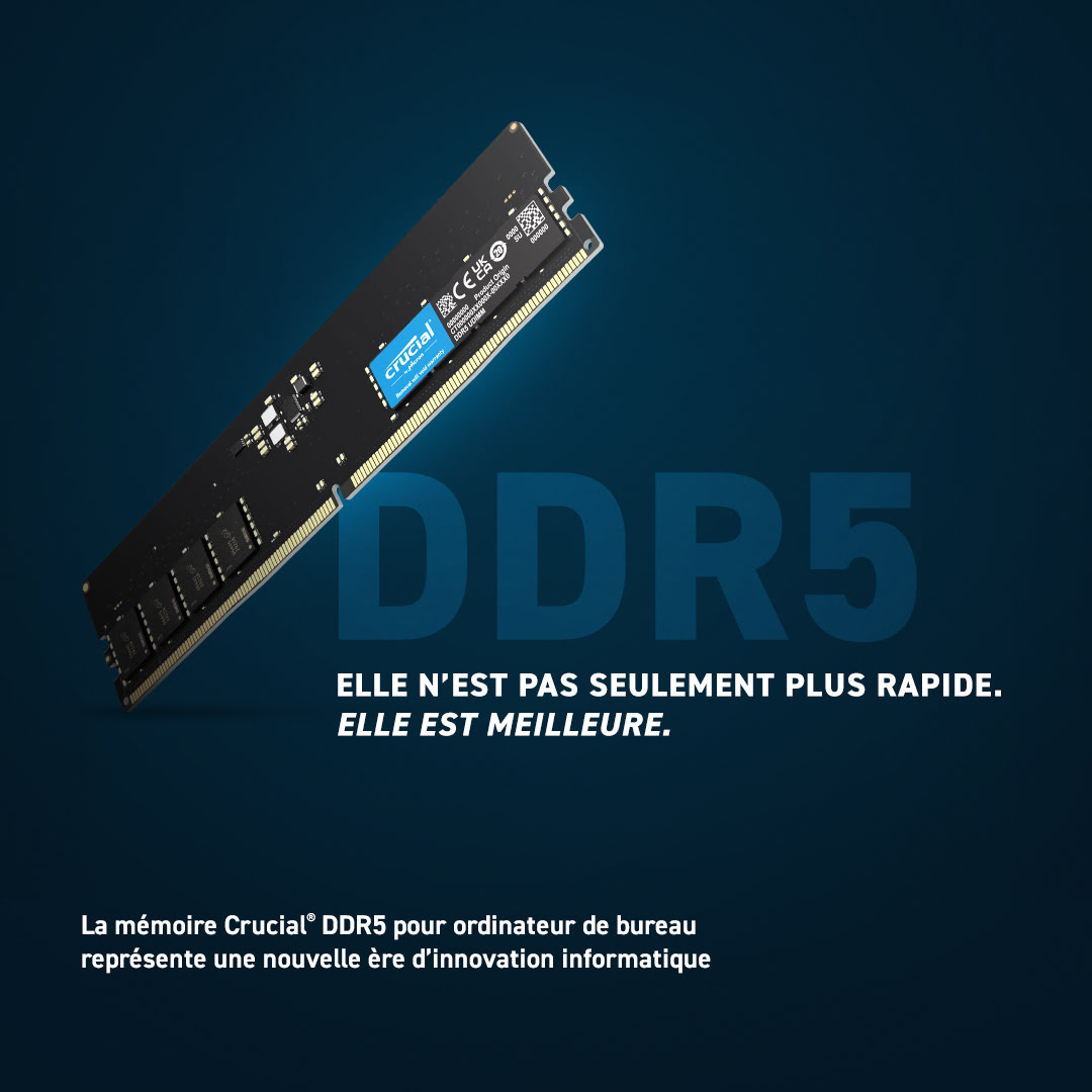 Crucial 16Go (1x16Go) DDR5 4800MHz OEM - Mémoire PC Crucial sur