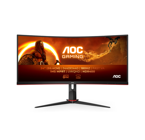 image produit AOC CU34G2XP/BK 34" CURVE UWQHD 180Hz Grosbill