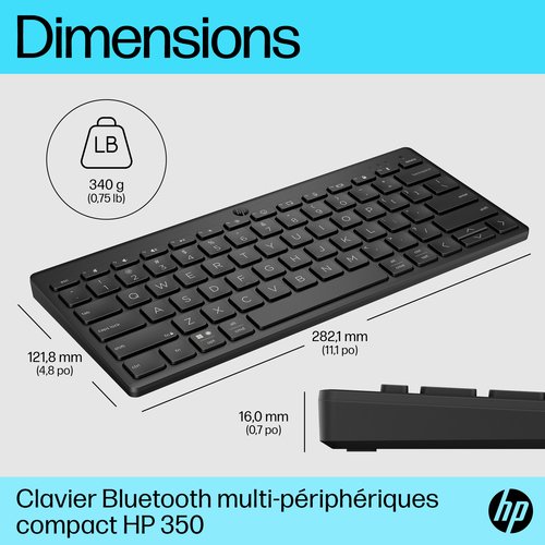HP 350 BLK Compact Multi-Device KBD - Achat / Vente sur grosbill.com - 13