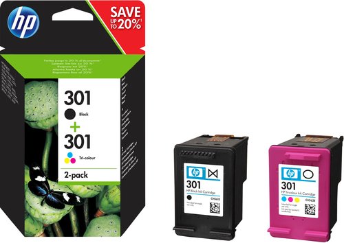 Cartouches 301 Noire+Cyan/Magenta/Jaune N9J72AE pour imprimante  HP - 0