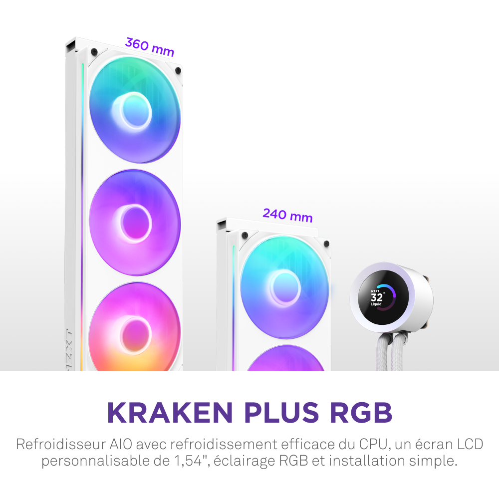 NZXT Kraken Plus 240 RGB - 240mm - Blanc - Watercooling NZXT - 4