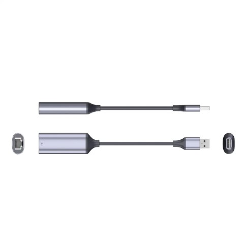 Convertisseur USB-A vers RJ45 - 0,13m - Gris - Connectique réseau - 1