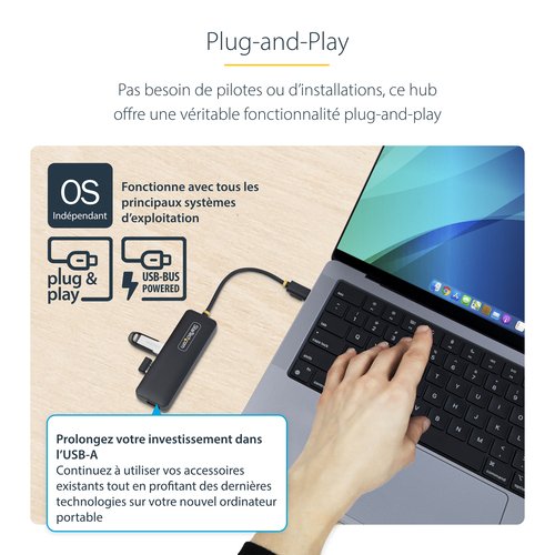 HUB USB-C 4 PORTS 5GBPS USB- - Achat / Vente sur grosbill.com - 13