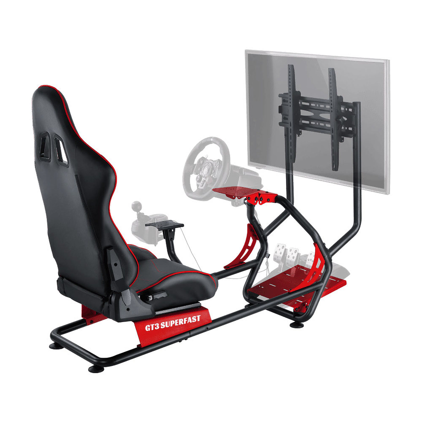 OPLite GT3 Cockpit SIMRACING Superfast Noir/Rouge - Siège PC Gamer - 1