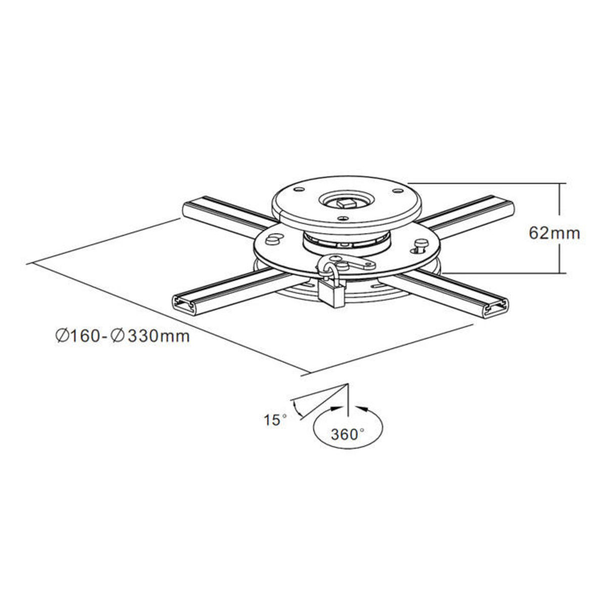 Kimex International Support plafond vidéoproj. H.6cm/Diam.16-33cm (052-1000) - Achat / Vente Accessoires vidéoprojecteur sur grosbill.com - 1