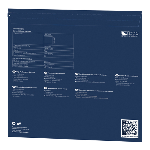 Pad Thermique - 290 x 290 x 1,0 mm - Arctic Cooling ACTPD00018A - 2