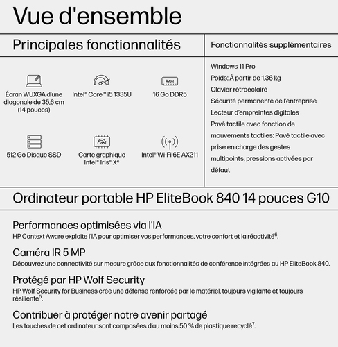 EB840G10 I5-1335U 14 16GB/512 - Achat / Vente sur grosbill.com - 3