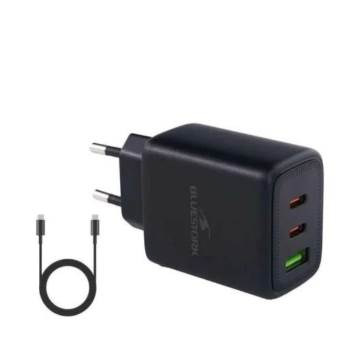 Bluestork Chargeur 65W PD - 3 ports + Câble USB-C 2m - Noir (PW-65-CCA-B) - Achat / Vente Chargeur sur grosbill.com - 3