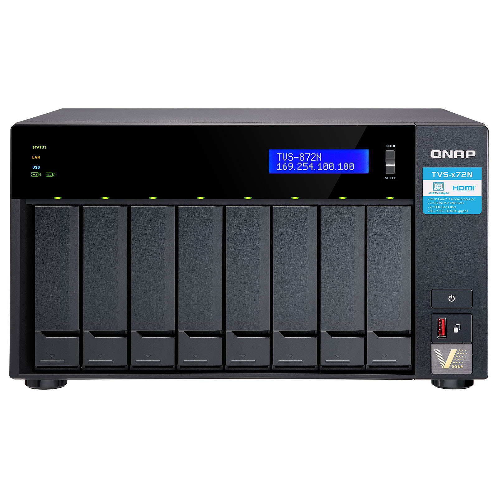 Qnap TVS-872N-i3-8G - 8 HDD - Serveur NAS Qnap - grosbill.com - 0