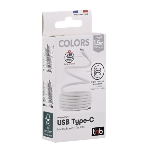 Câble USB-C vers USB-C - 1,5m - Blanc - Connectique PC - 1