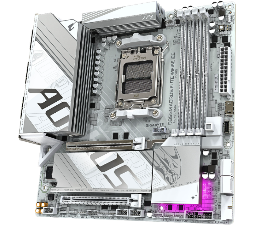 Gigabyte B850M AORUS ELITE WIFI6E ICE Micro-ATX  - Carte mère - 1