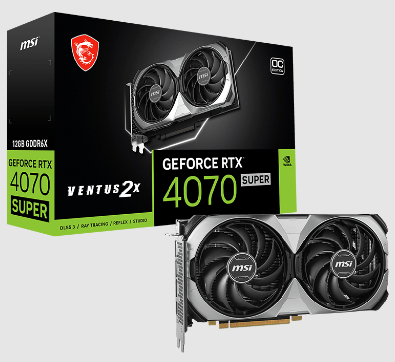 Carte graphique MSI GeForce RTX 4070 SUPER 12G VENTUS 2X OC OEM-Seconde Vie-Etat Satisfaisant Grosbill